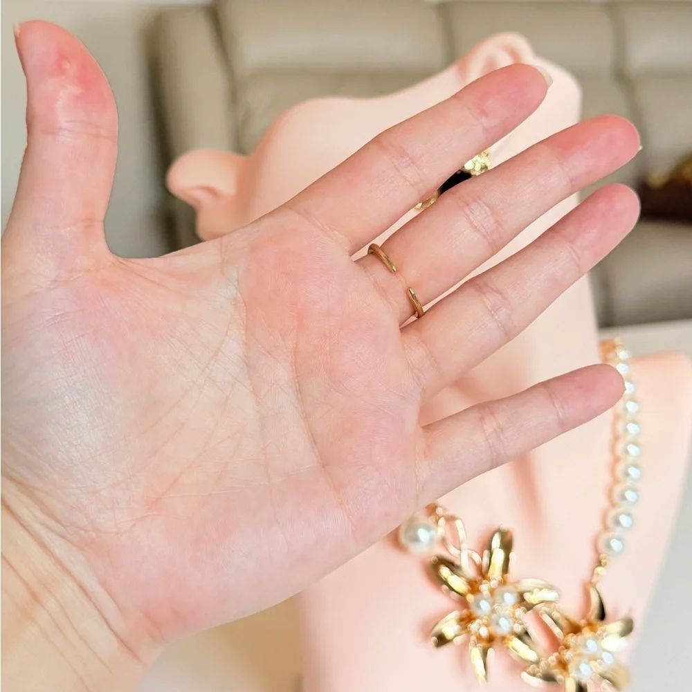 Classic Black Enamel and Gold Band Ring with Crystal Accents